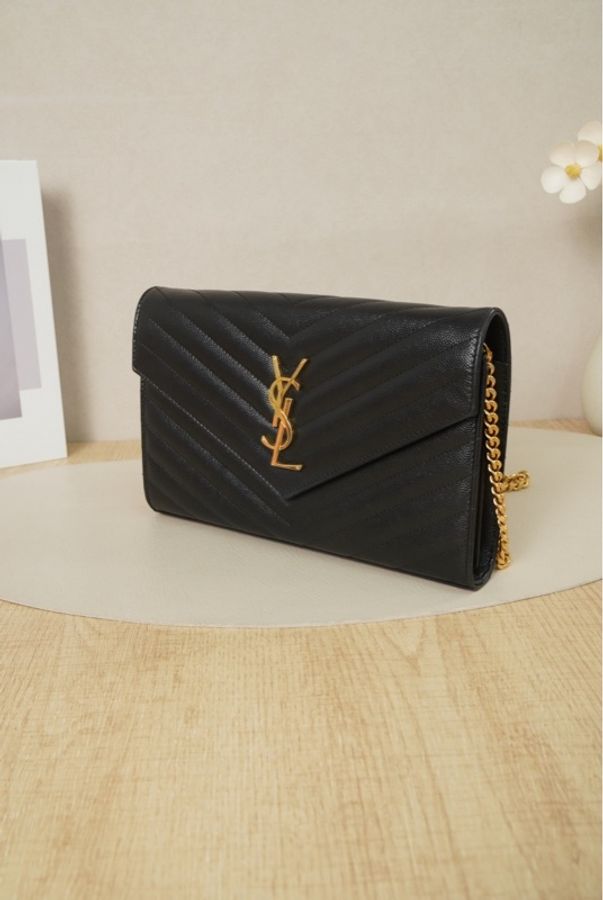 【VUINCA Vintage 價格僅供參考】 SAINT LAURENT 信封包 黑色 牛皮-2