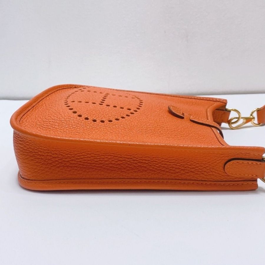 Hermes Evelyne mini 橙色 肩背斜背包18×18×6cm 9新 配件塵袋 購證-4