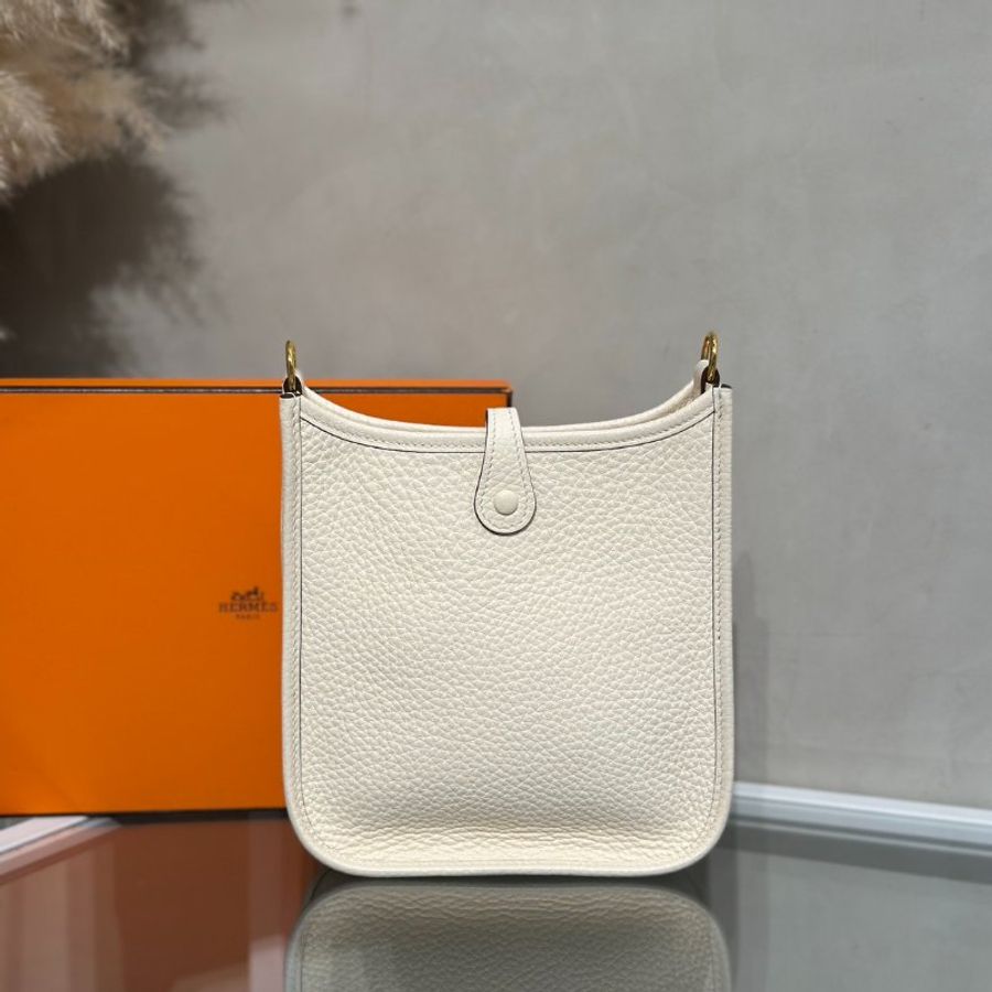 HERMES Mini Evelyne - Nata I2 奶油白金配波點背帶 Z-4