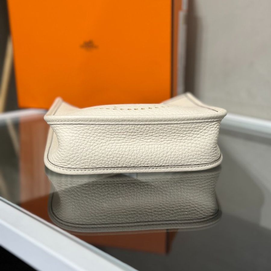 HERMES Mini Evelyne - Nata I2 奶油白金配波點背帶 Z-5