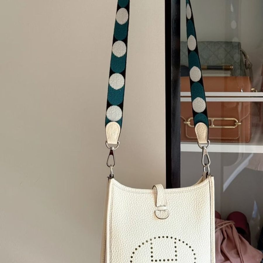 HERMES Mini Evelyne - Nata I2 奶油白金配波點背帶 Z-13