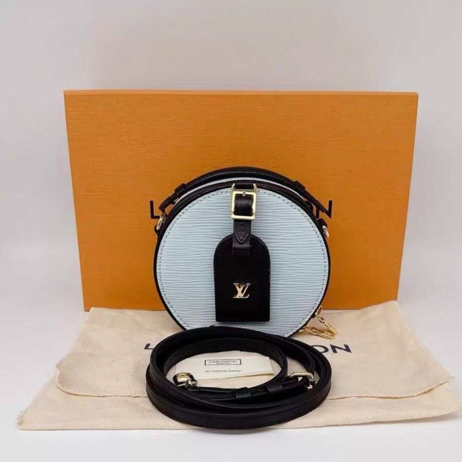 LV 薄荷綠mini圓餅包 芯片款 13*12cm 98新配件塵袋-1