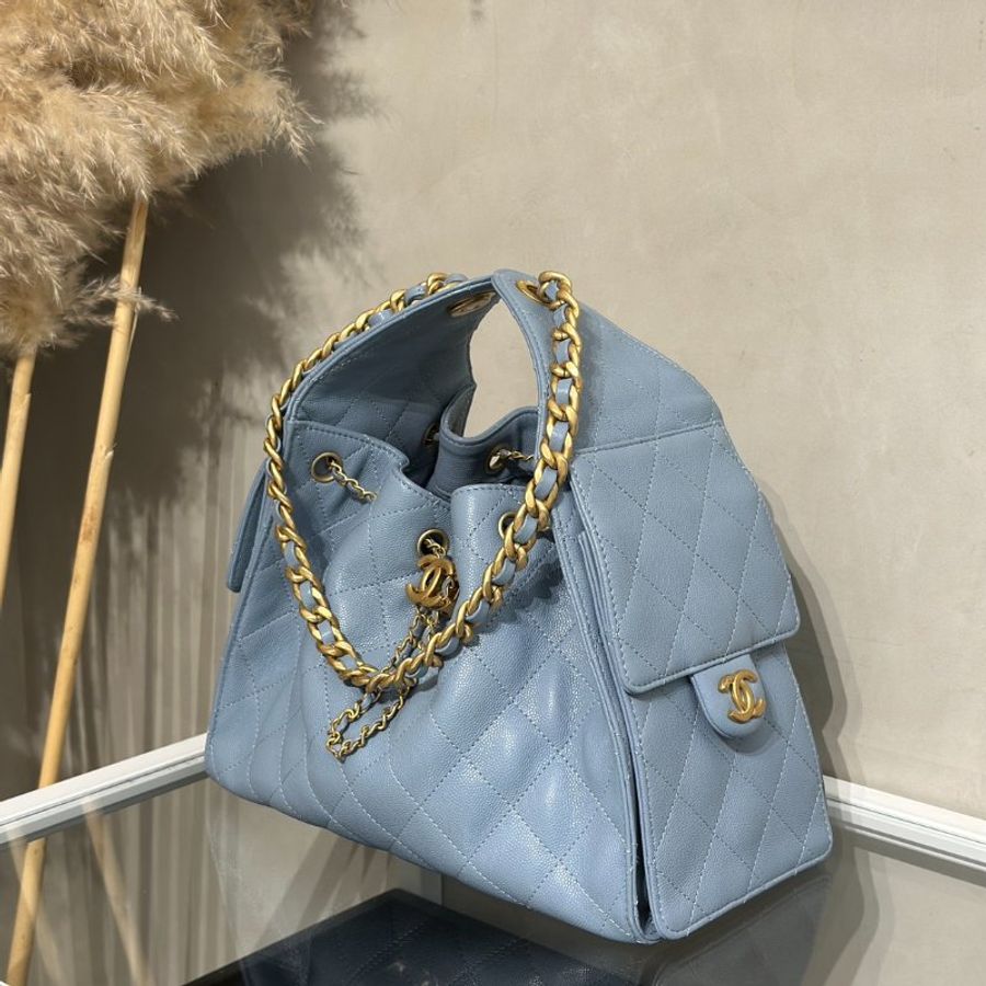 CHANEL 25 Hobo Bag - 小號霧霾藍金-3
