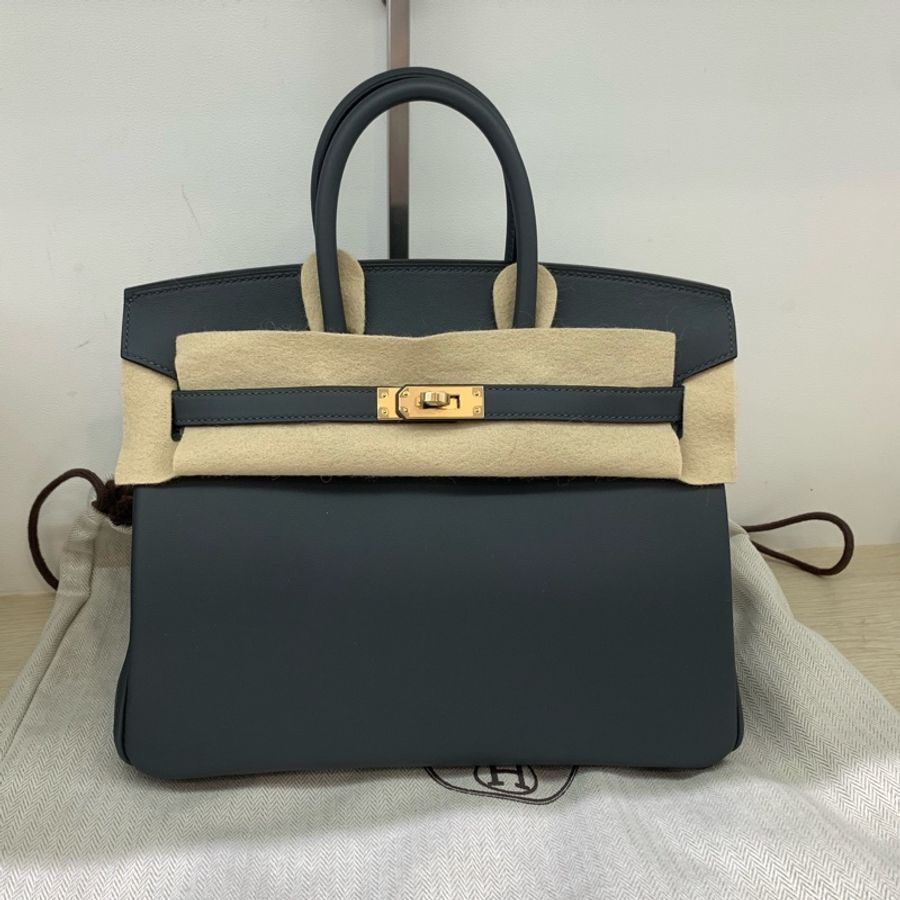 Hermes 愛馬仕 birkin 25 霧霾灰 淡金扣 swift皮 K刻-1