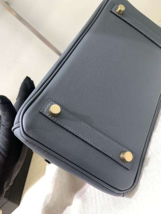 Hermes 愛馬仕 birkin 25 霧霾灰 淡金扣 swift皮 K刻-5