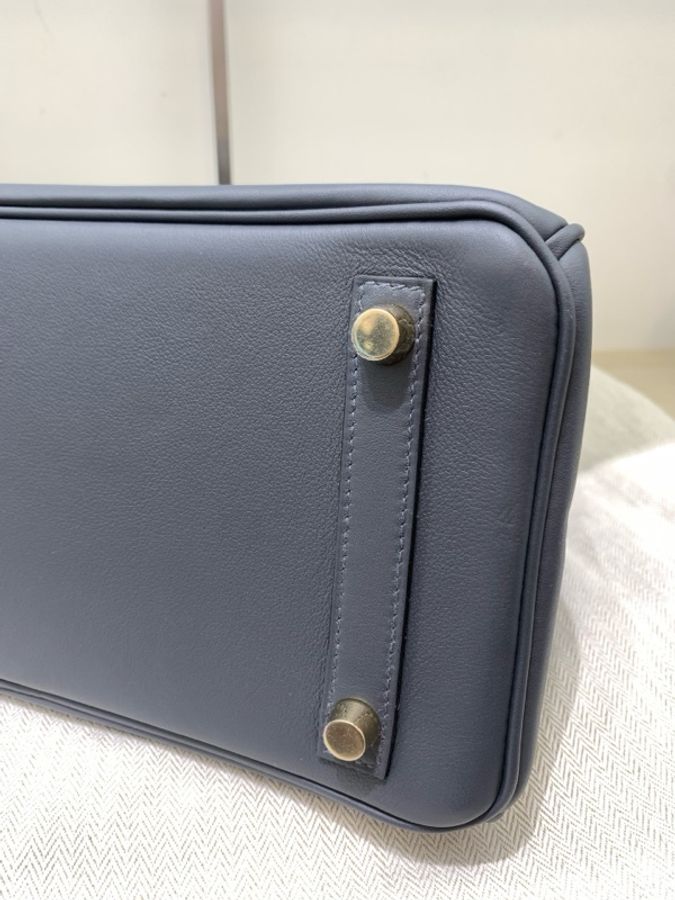 Hermes 愛馬仕 birkin 25 霧霾灰 淡金扣 swift皮 K刻-6