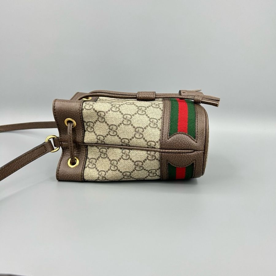 GUCCI 古馳 Ophidia烏木色老花迷你水桶包-2