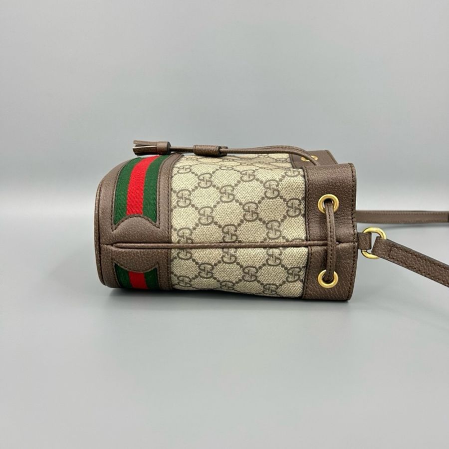 GUCCI 古馳 Ophidia烏木色老花迷你水桶包-3