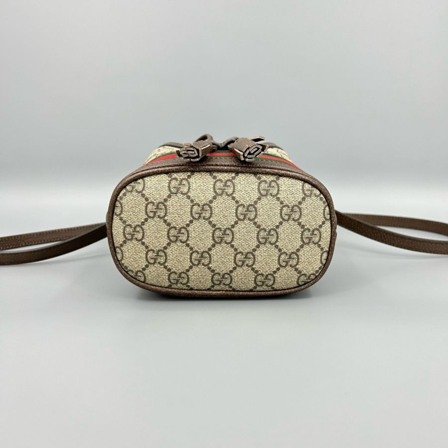 GUCCI 古馳 Ophidia烏木色老花迷你水桶包-4
