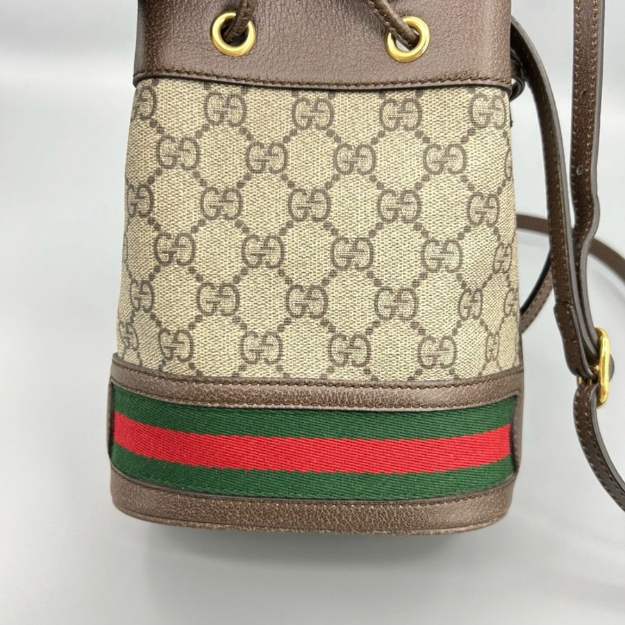 GUCCI 古馳 Ophidia烏木色老花迷你水桶包-6