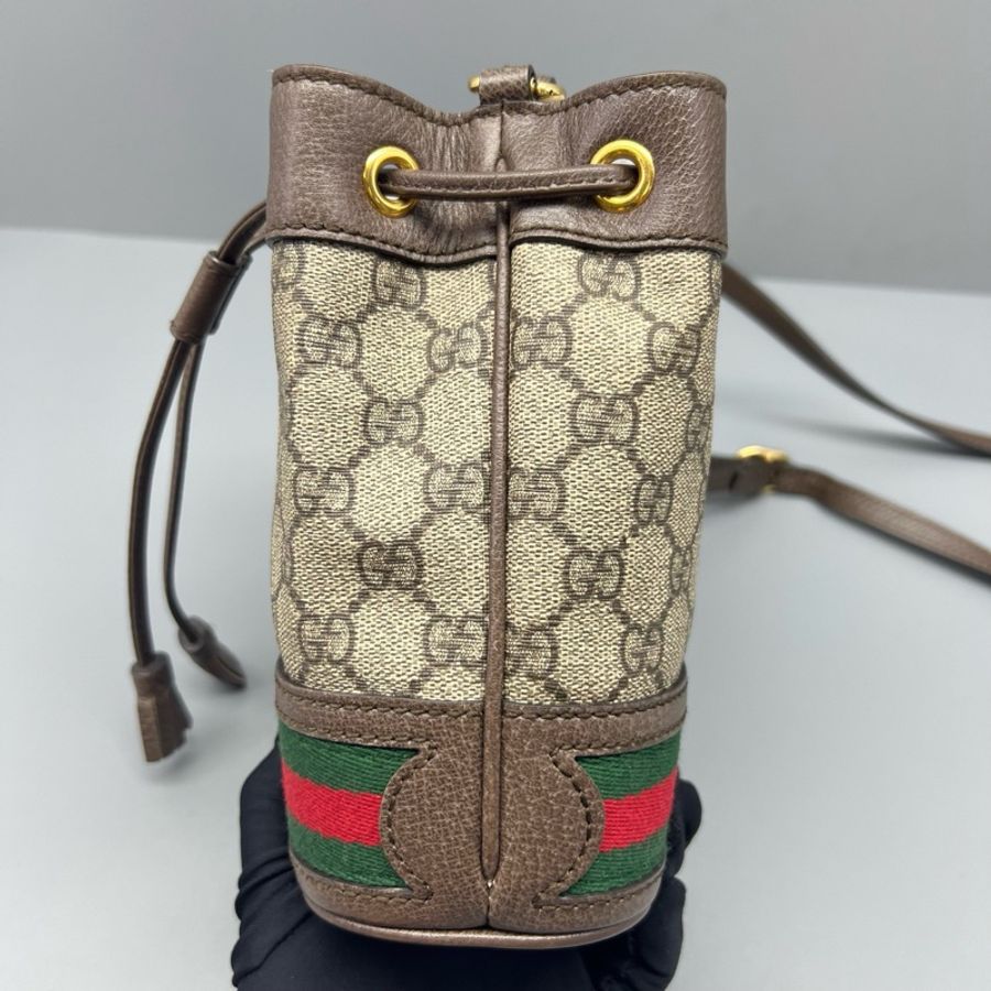 GUCCI 古馳 Ophidia烏木色老花迷你水桶包-2