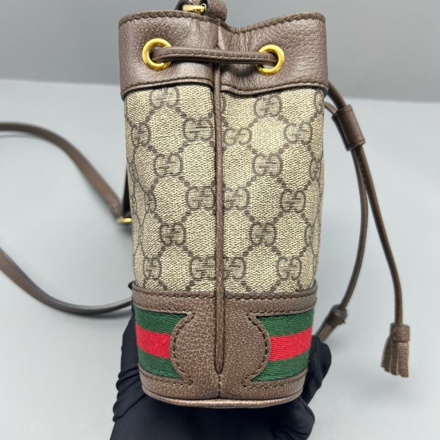 GUCCI 古馳 Ophidia烏木色老花迷你水桶包-3