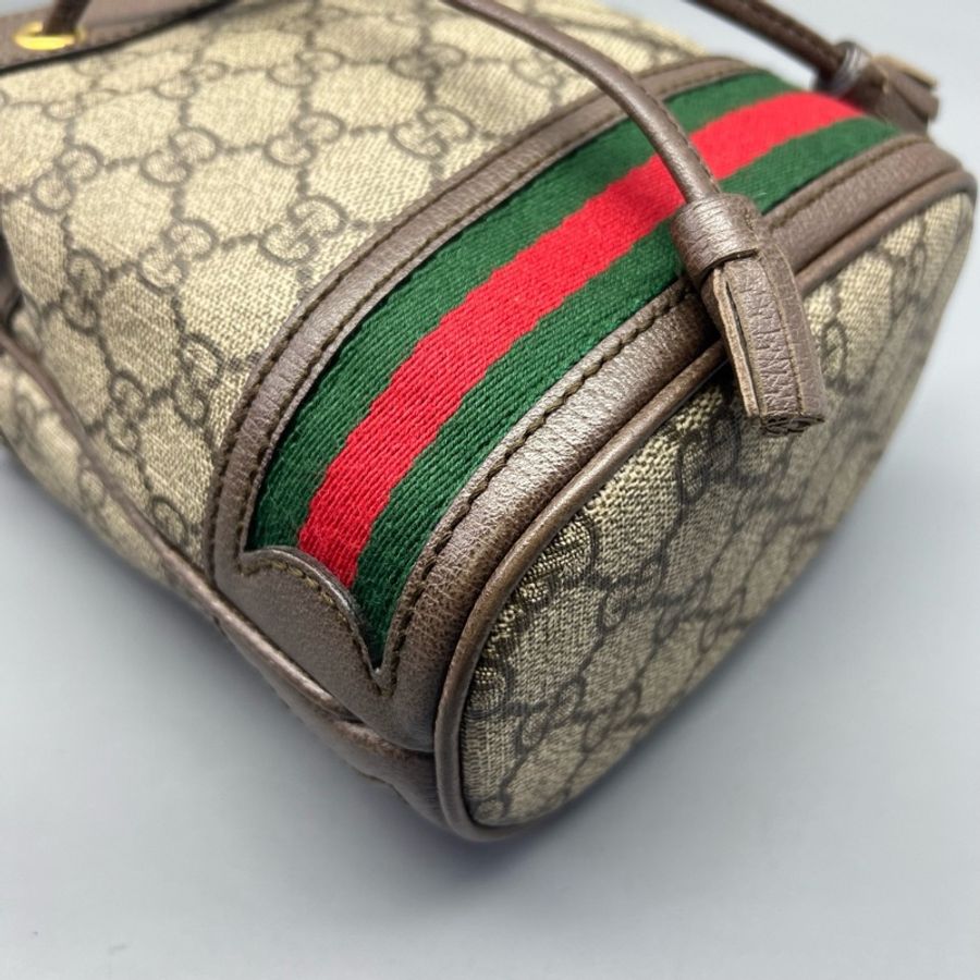 GUCCI 古馳 Ophidia烏木色老花迷你水桶包-4