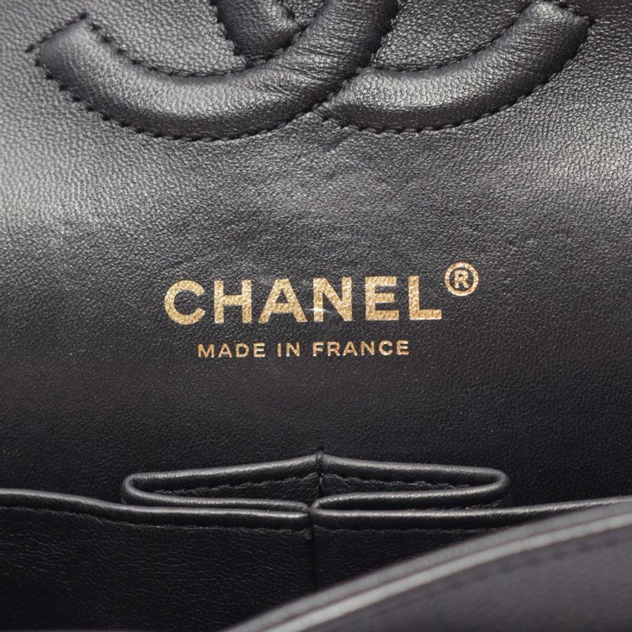 香奈兒 (CHANEL) 人字紋 V 型縫線雙蓋單肩背包 A01112 小牛皮 黑色 金色五金 二手-3