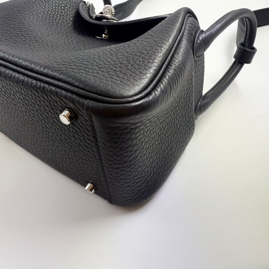 HERMES愛馬仕mini Lindy一代黑色銀釦-3