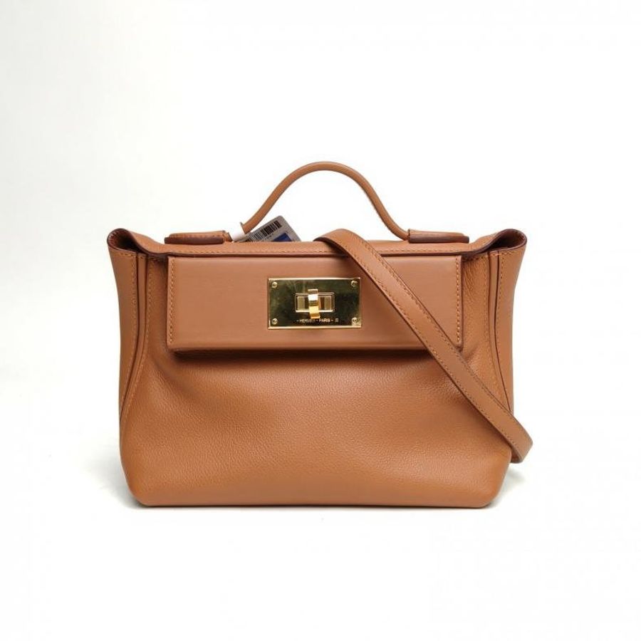 HERMES 2424mini21金棕色EC皮/Swift皮Z刻金扣肩背包-0