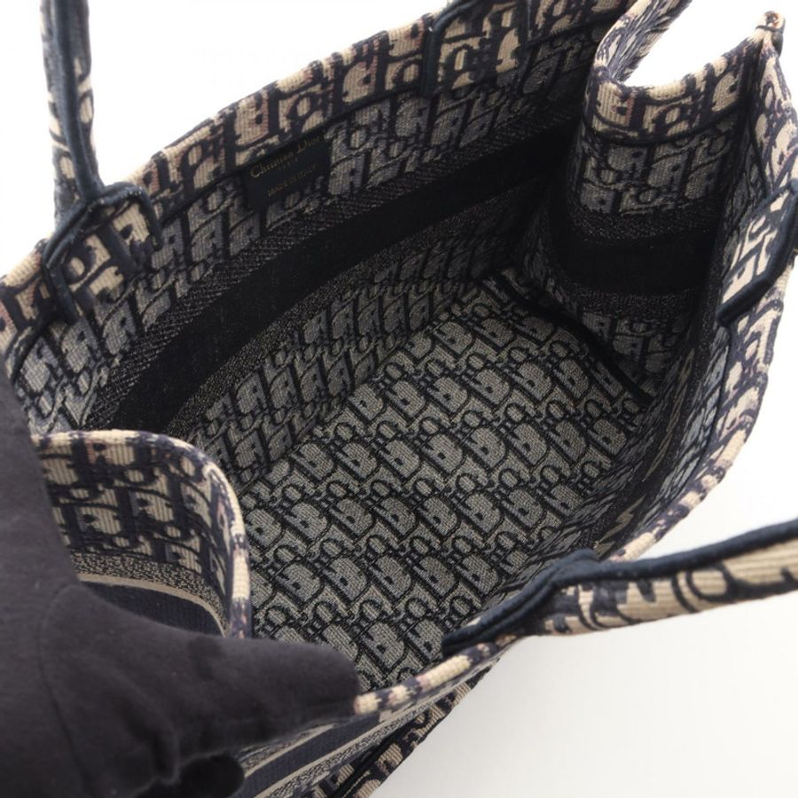 Christian Dior BOOK TOTE 中型斜挎手提包 帆布 海軍藍 米色 二手 女士-2