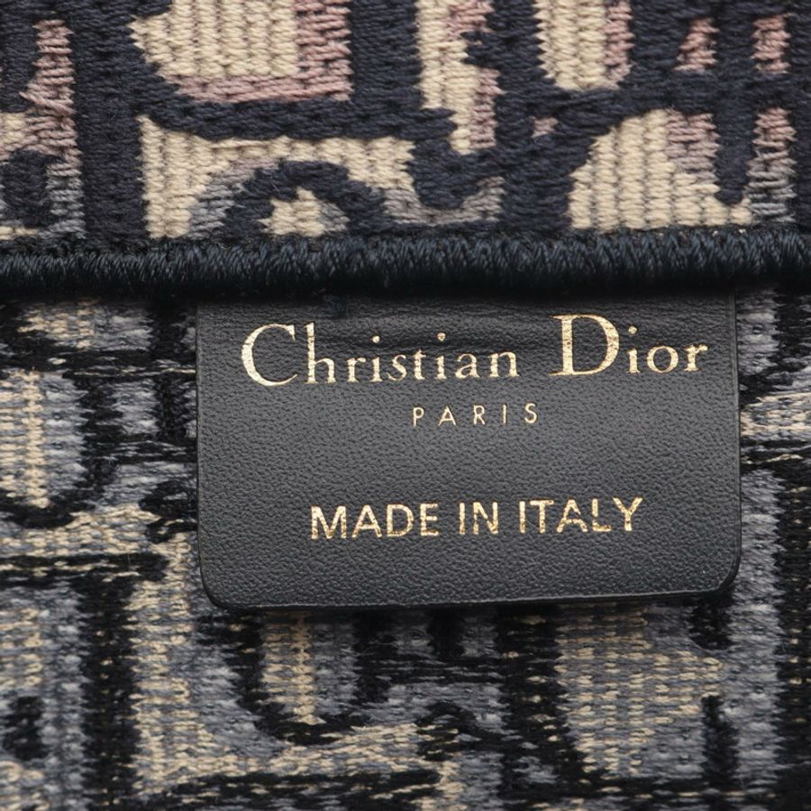 Christian Dior BOOK TOTE 中型斜挎手提包 帆布 海軍藍 米色 二手 女士-3