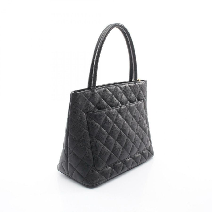 香奈兒 (CHANEL) Medallion 托特包 A01804 小牛皮黑金色五金二手女士-1