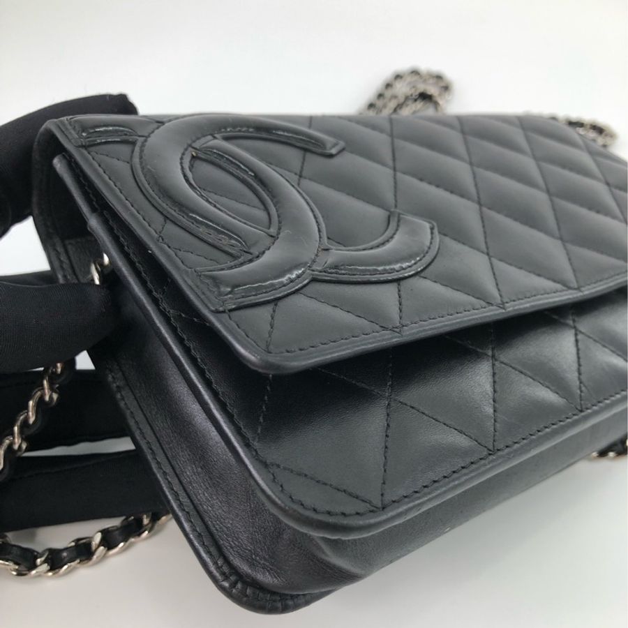 Chanel香奈兒 黑色牛皮 康鵬 WOC 雙C logo 發財包鏈條斜挎包。鐳射標18開,包身有護理-4