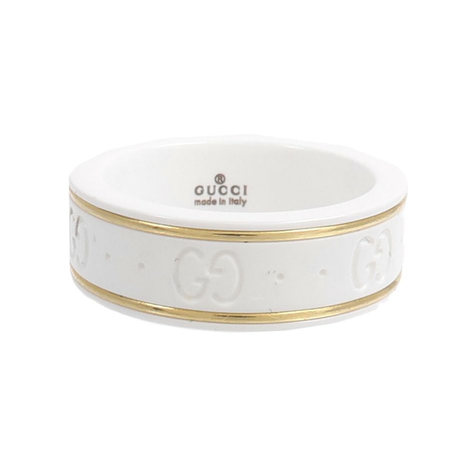 GUCCI White Zirconia/18K黃金 Icon Ring戒指-1