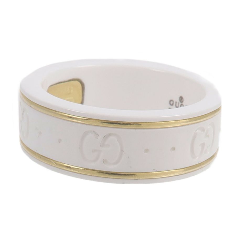 GUCCI White Zirconia/18K黃金 Icon Ring戒指-2