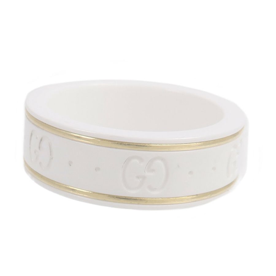 GUCCI White Zirconia/18K黃金 Icon Ring戒指-3