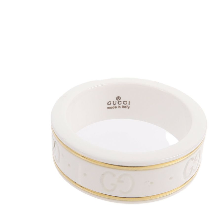 GUCCI White Zirconia/18K黃金 Icon Ring戒指-4