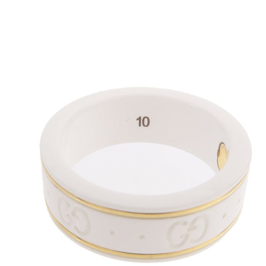 GUCCI White Zirconia/18K黃金 Icon Ring戒指-5