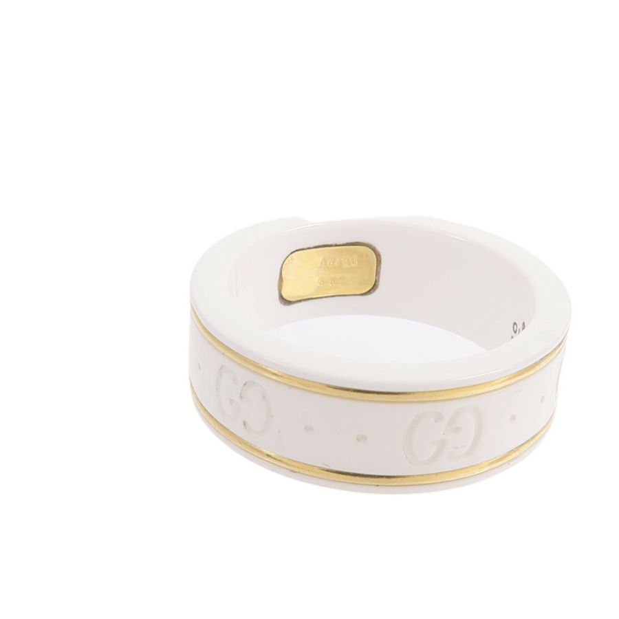 GUCCI White Zirconia/18K黃金 Icon Ring戒指-6