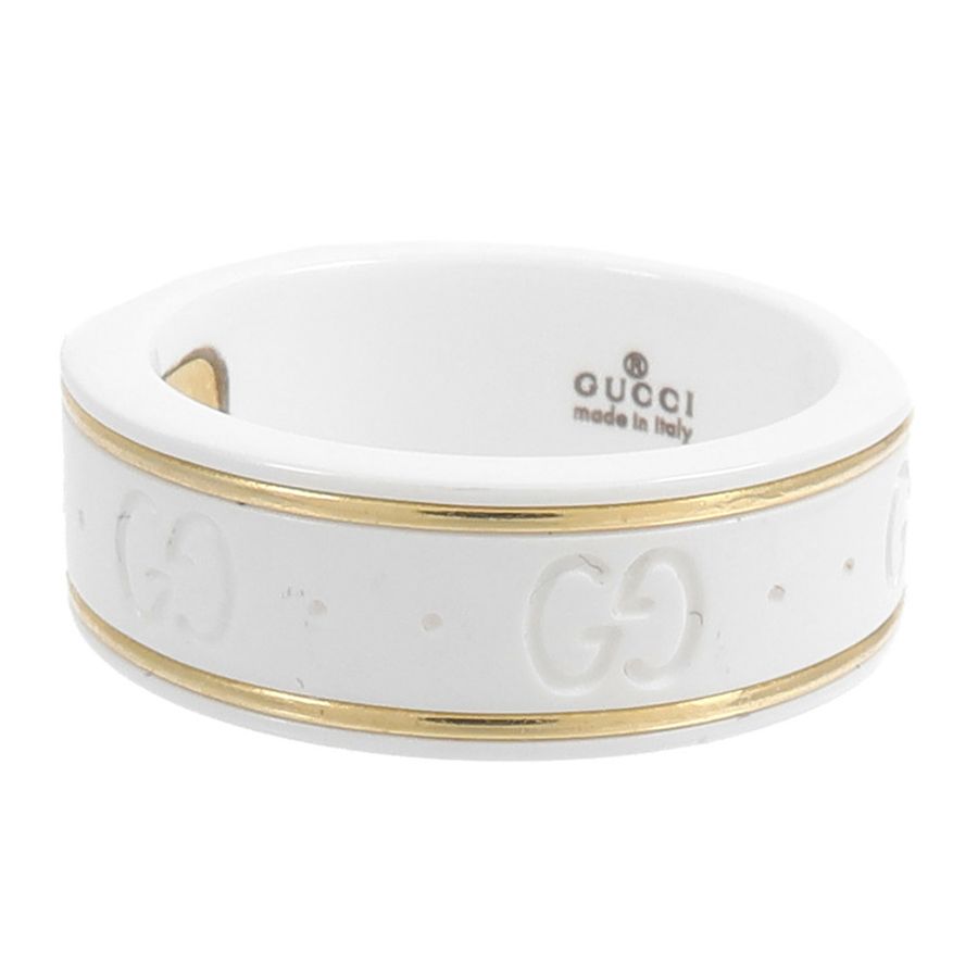 GUCCI White Zirconia/18K黃金 Icon Ring戒指-7