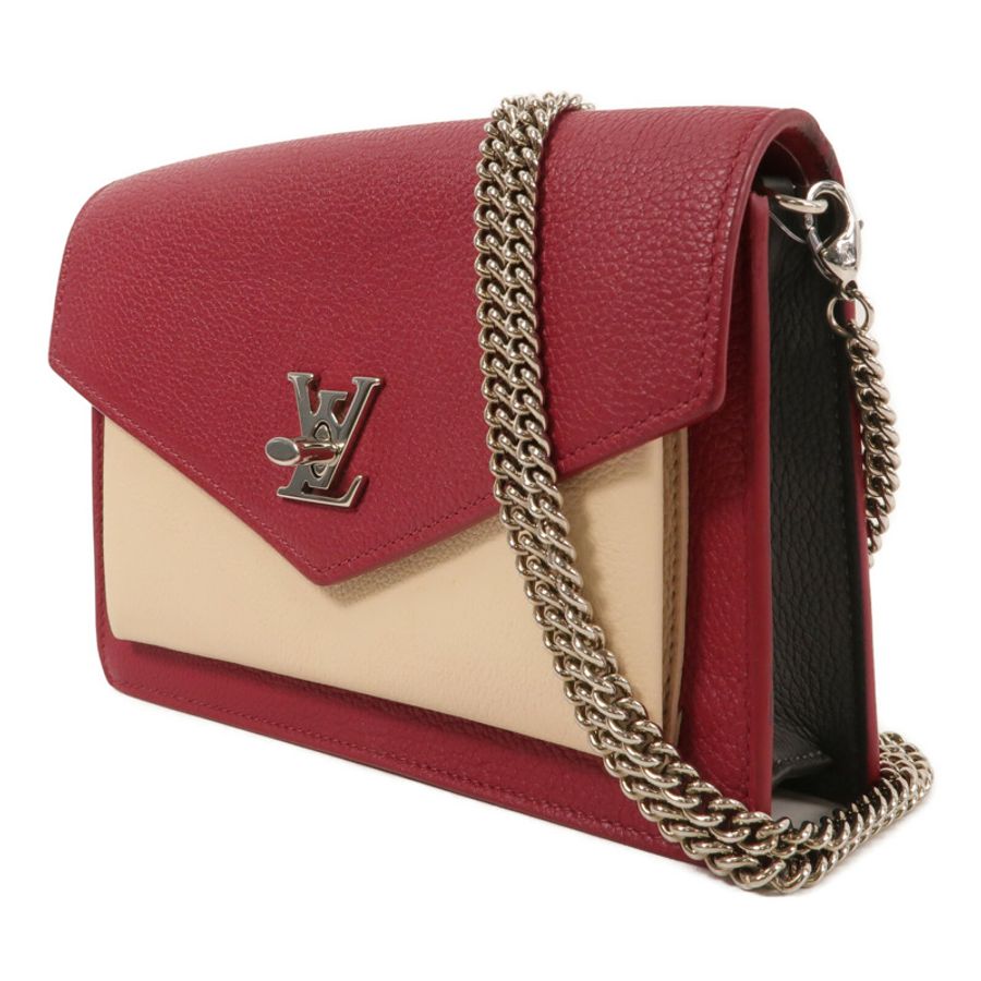 LOUIS VUITTON 牛皮皮革Pochette Lockme Chain鏈帶肩背袋-2