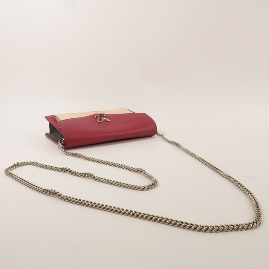LOUIS VUITTON 牛皮皮革Pochette Lockme Chain鏈帶肩背袋-8