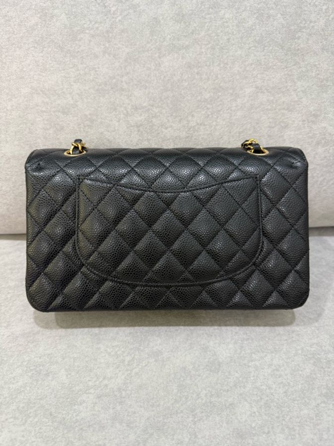 香奈兒 Chanel cf25 荔枝牛皮 黑金 經典11.12口蓋包 25cm-8