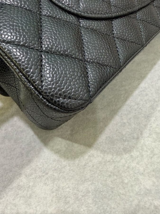 香奈兒 Chanel cf25 荔枝牛皮 黑金 經典11.12口蓋包 25cm-11