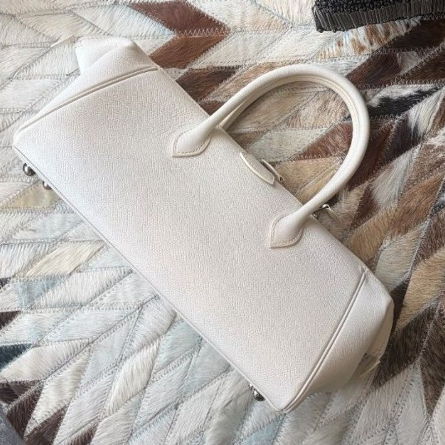 HERMES 全皮手提包 白色 方框K-0