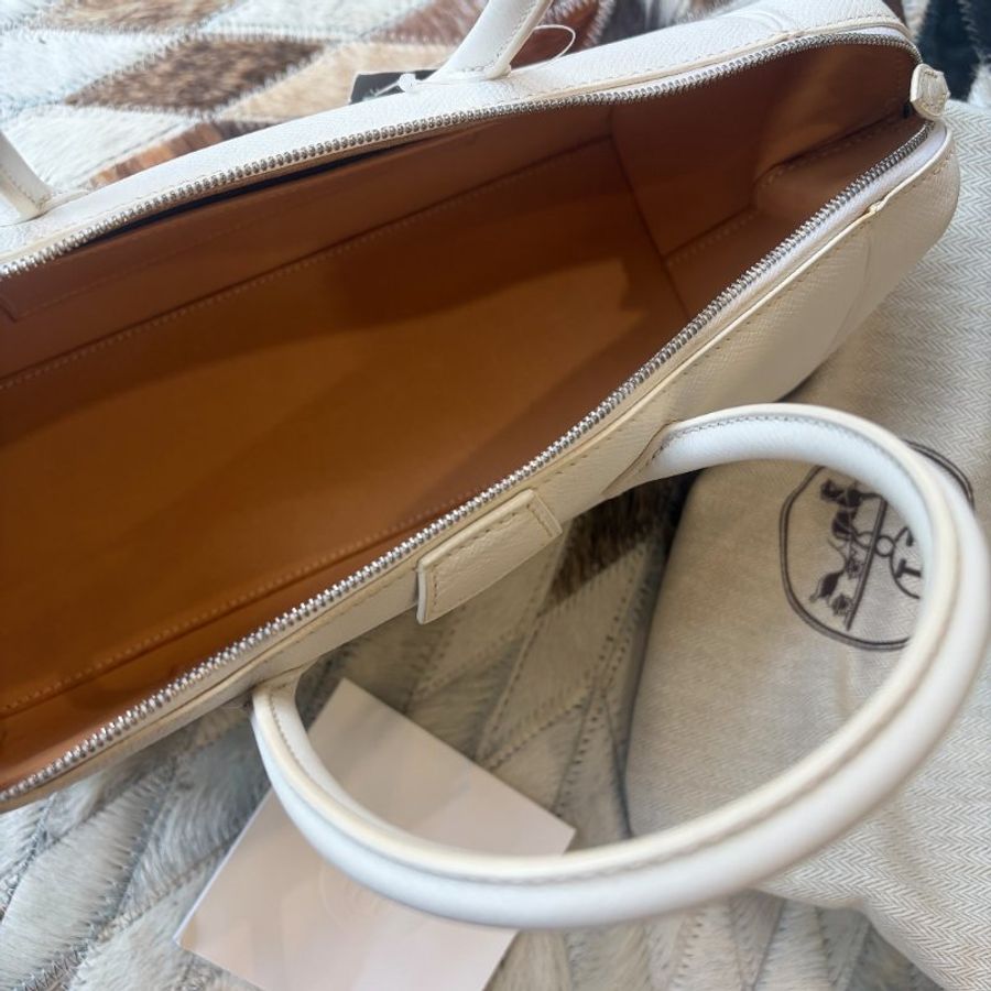 HERMES 全皮手提包 白色 方框K-5