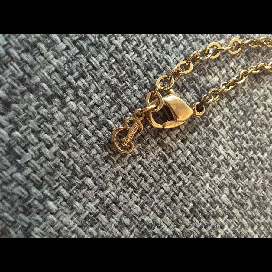 Burberry 博柏利 黃k金色合金 經典黑紅格紋 螺紋 項鍊 鎖骨鍊 金項鍊 Burberrys  vintage style-11