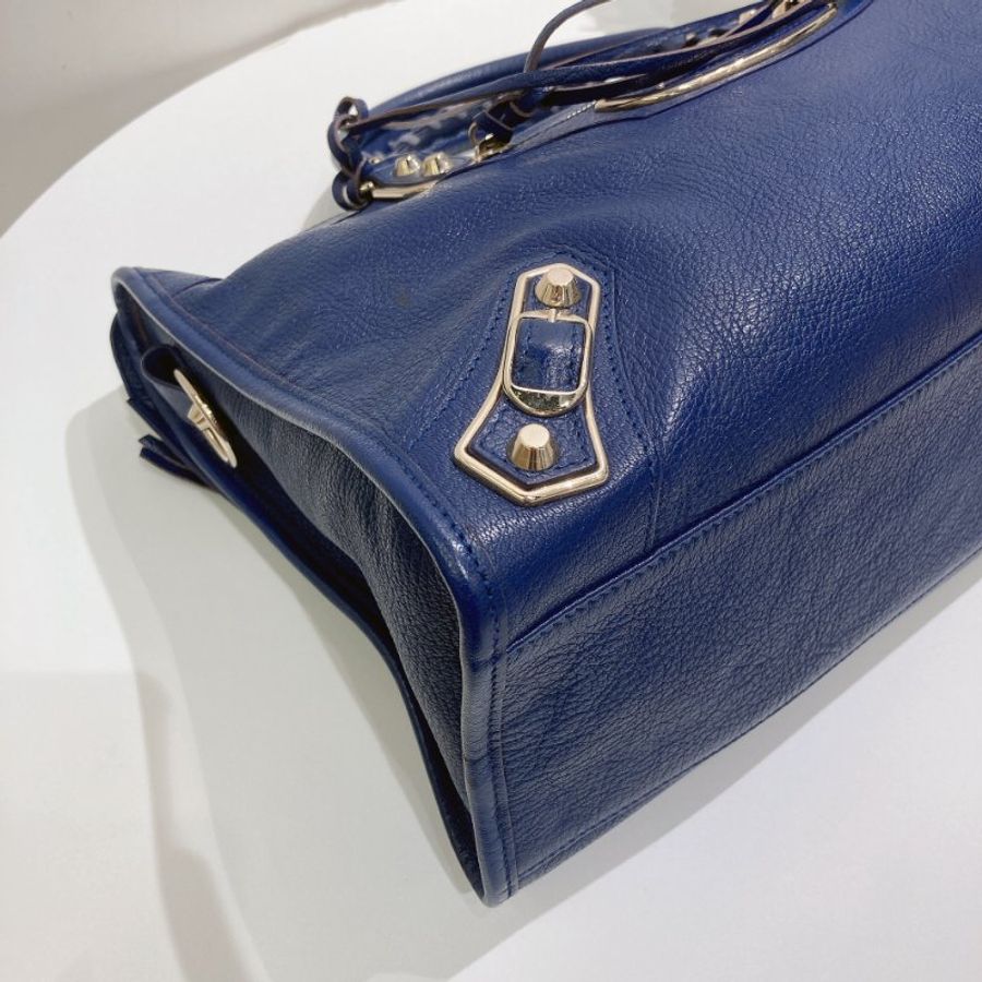 TW4880  Balenciaga 巴黎世家 中號機車包 紫藍色 Medium Le City Bags Blue x GHW-5