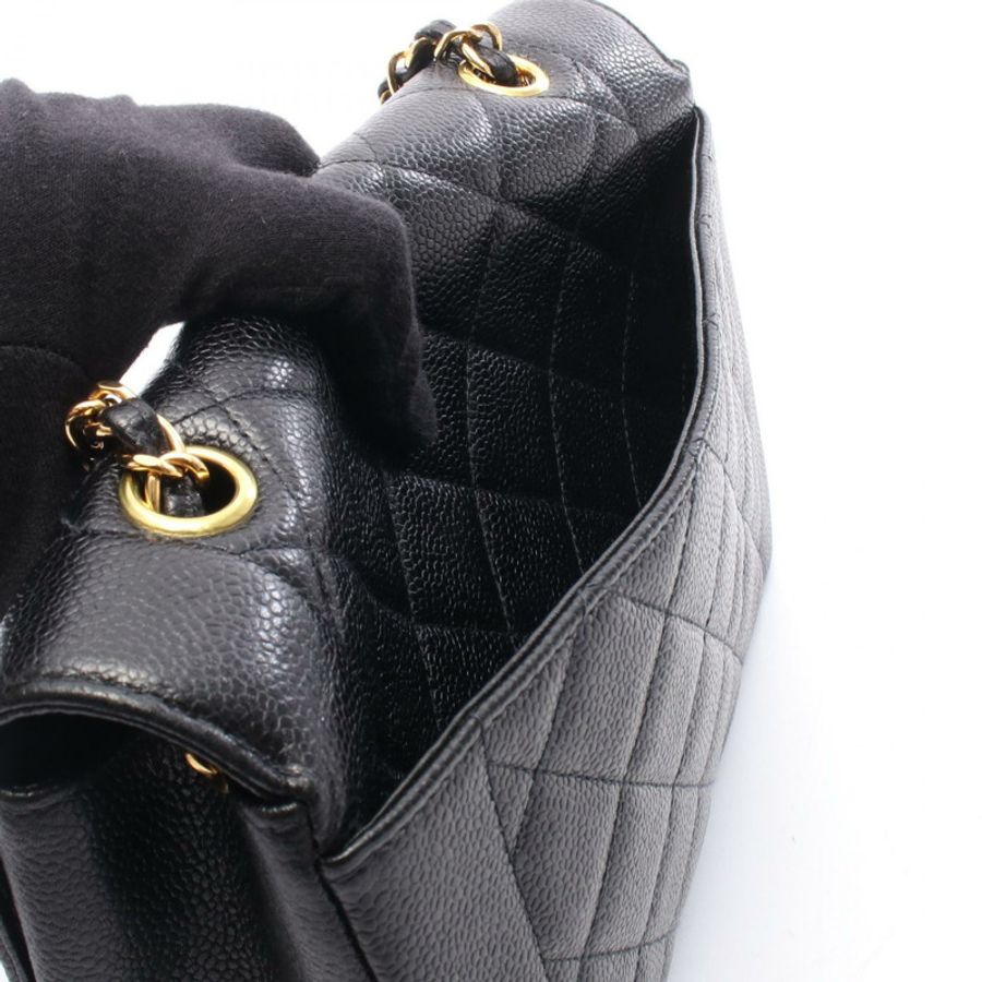 香奈兒 (CHANEL) 絎縫 Diana 翻蓋鏈條肩背包，黑色小牛皮，二手，雙C標誌-5