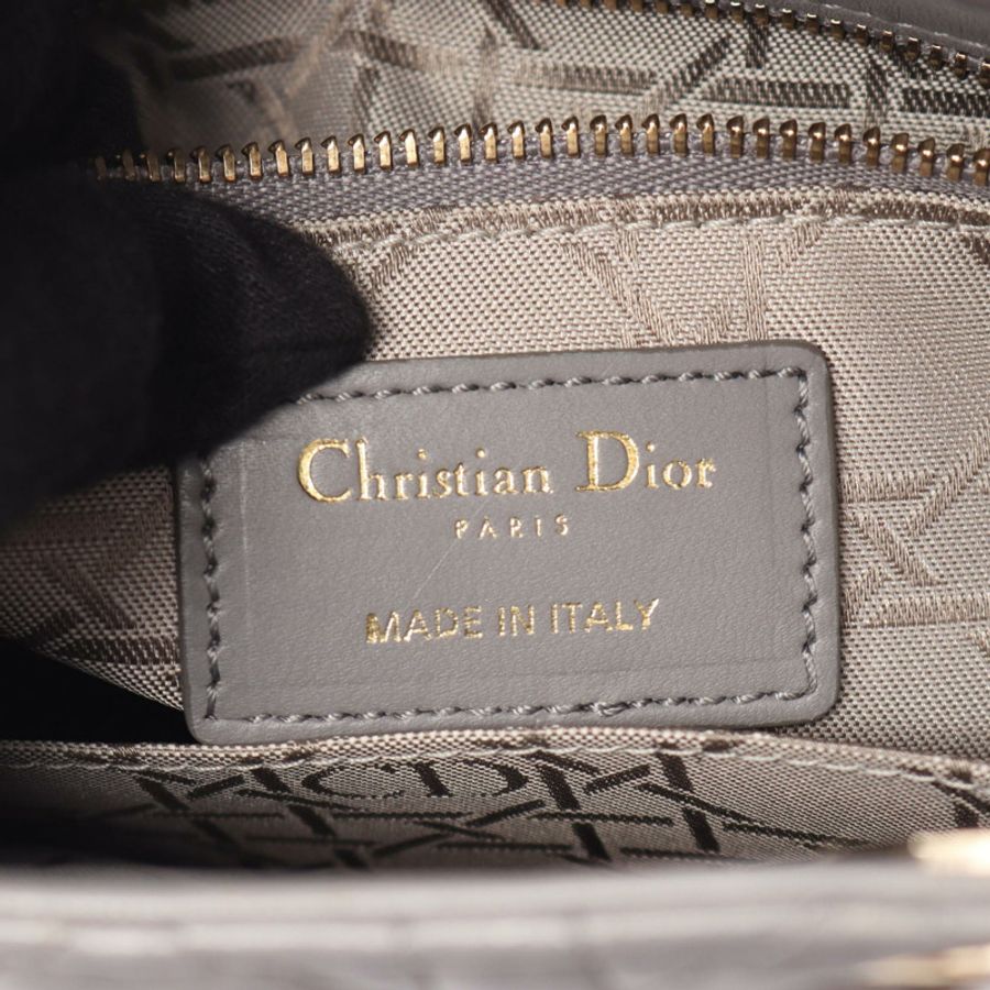 Christian Dior LADY DIOR MY ABCDIOR 小號 Cannage 肩背包，灰色皮革-3