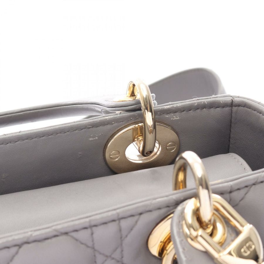 Christian Dior LADY DIOR MY ABCDIOR 小號 Cannage 肩背包，灰色皮革-5