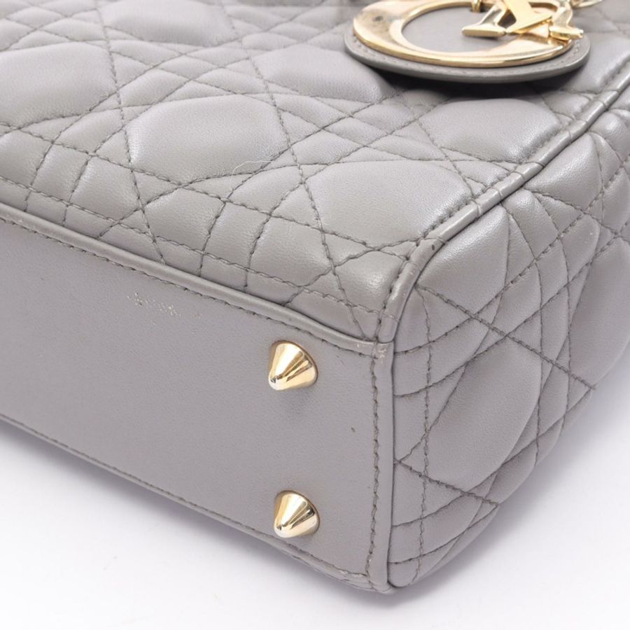 Christian Dior LADY DIOR MY ABCDIOR 小號 Cannage 肩背包，灰色皮革-8