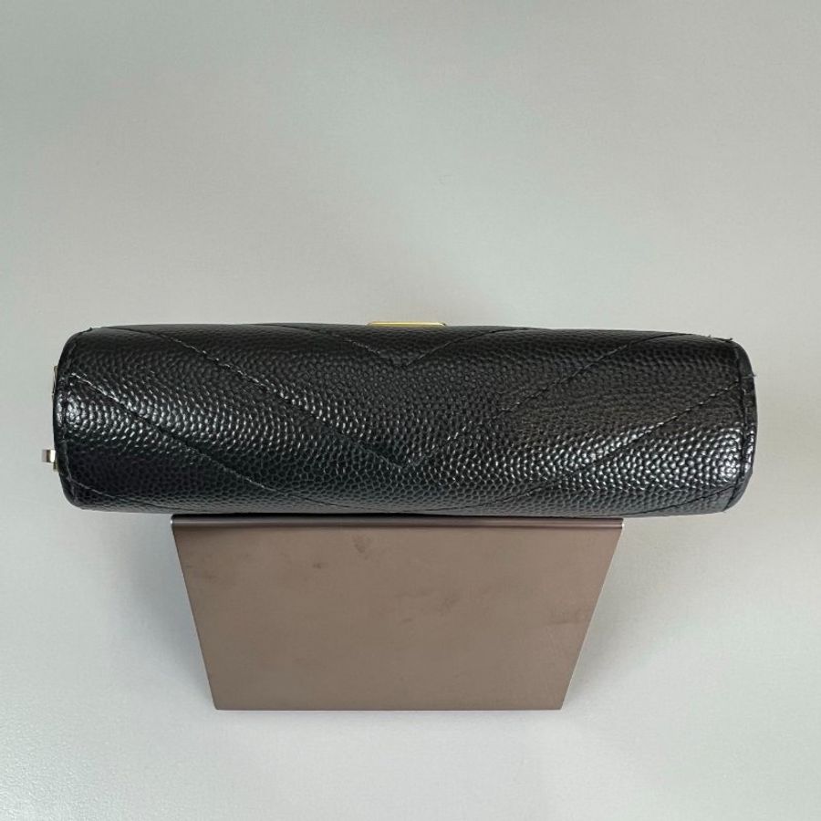 YSL 668288  黑金魚子醬釦式短夾-5