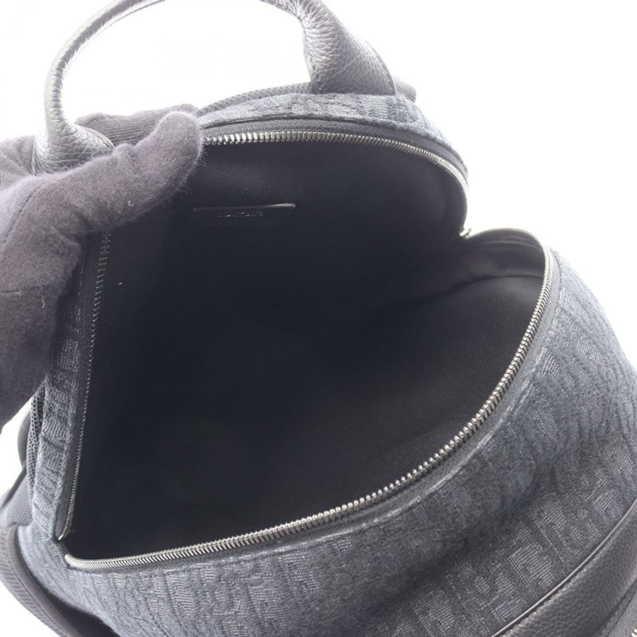 Christian Dior DIOR 8 Oblique 雙肩包帆布皮革黑色二手男款-3