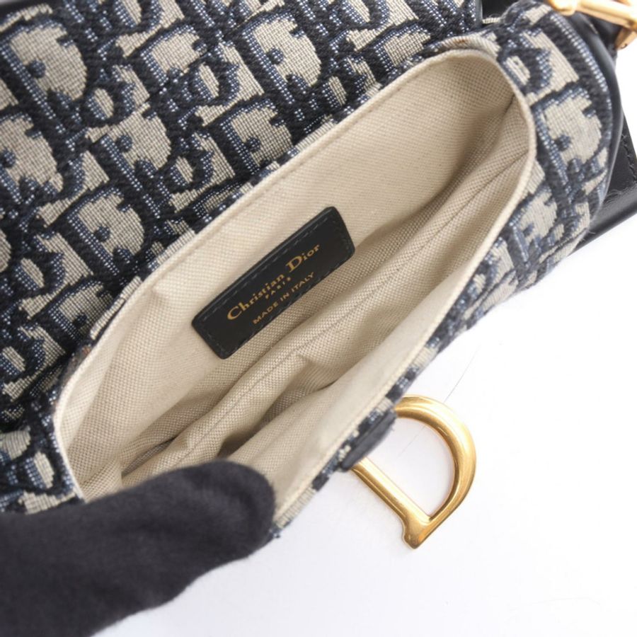 Christian Dior SADDLE Oblique 肩包帆布皮革海軍藍米色二手-2