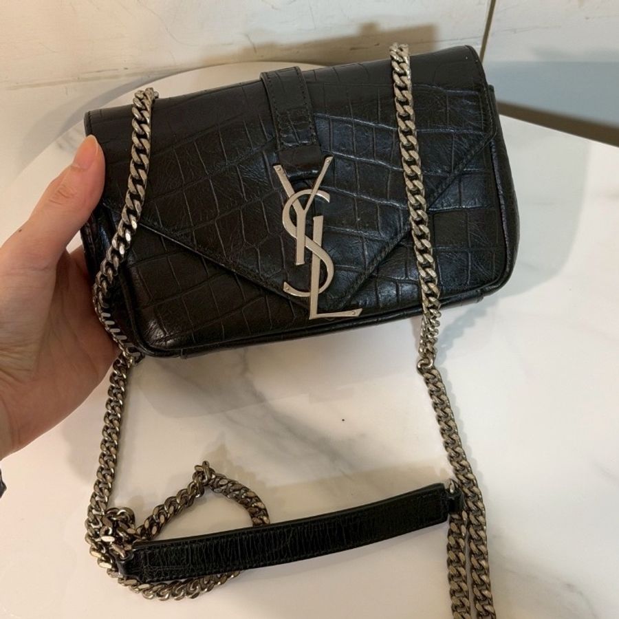 99新🖤＃Ysl＃黑銀鱷魚壓紋＃牛皮＃woc＃有購證-2