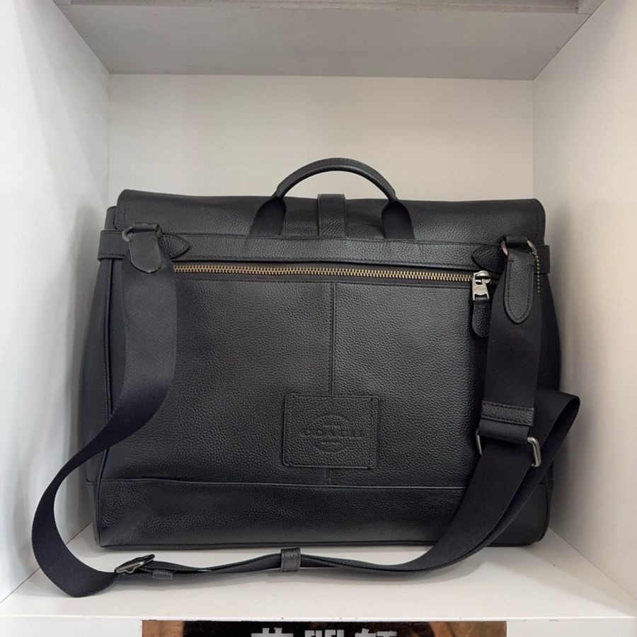 COACH 蔻馳Hudson Messenger 39鵝卵石皮革純色安全卡扣翻蓋單肩斜挎包手提包-1