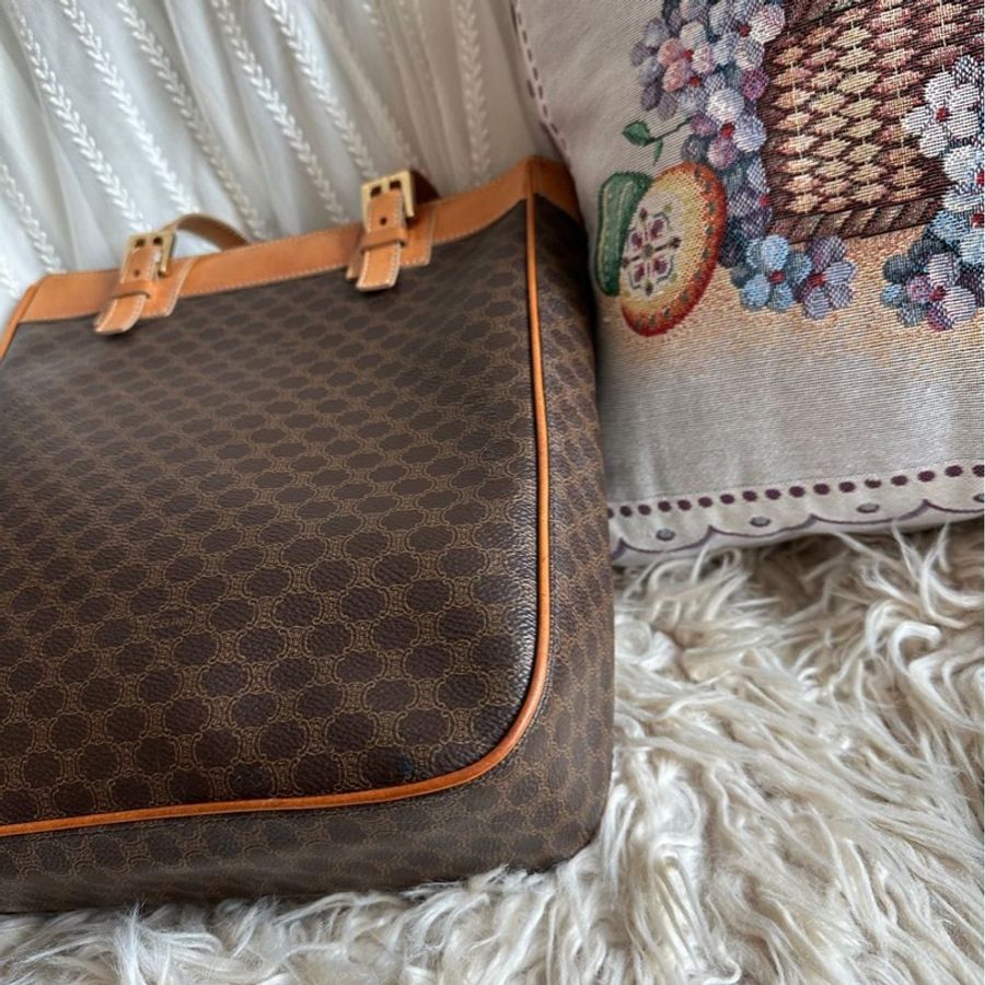 思琳  Celine Vintage Macadam 凱旋門老花直式托特包 琴譜包-5