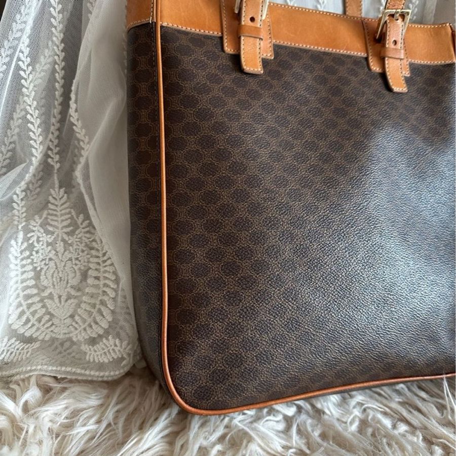 思琳  Celine Vintage Macadam 凱旋門老花直式托特包 琴譜包-11